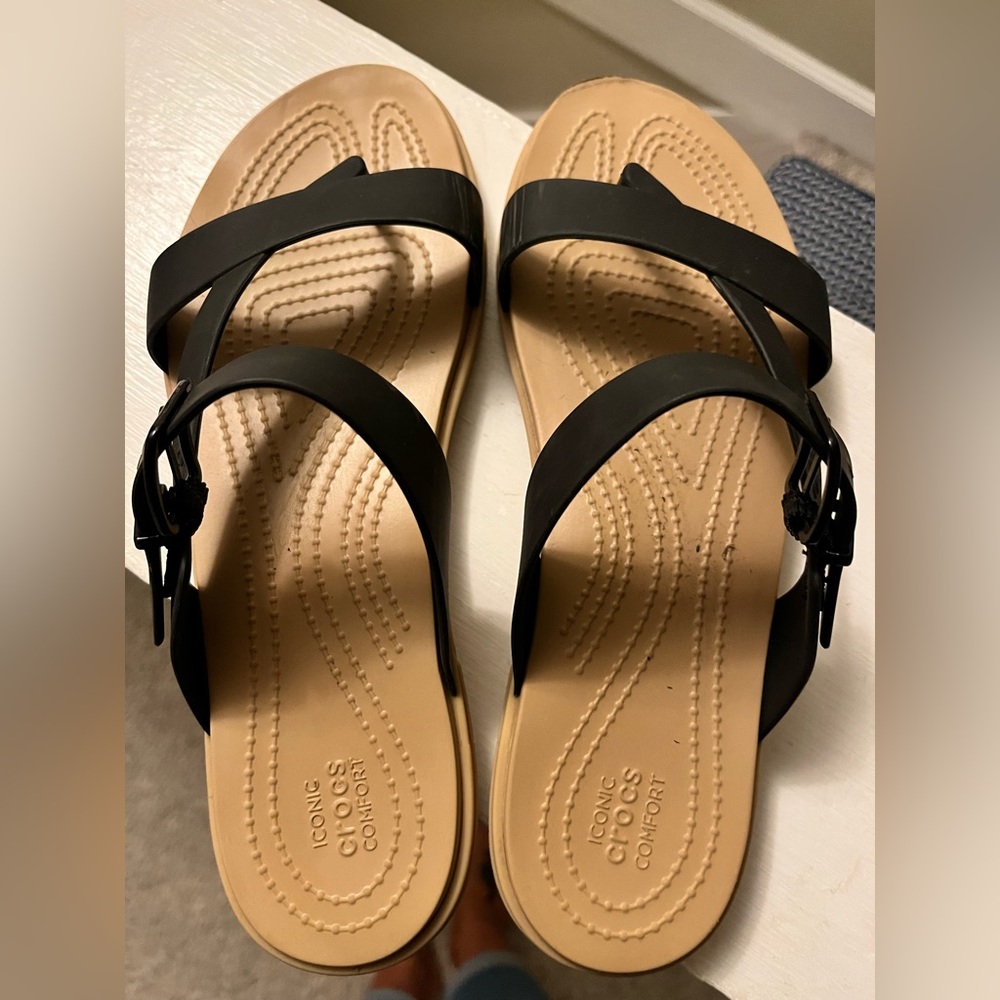 Black Croc sandals. Worn only 3x! 🐊